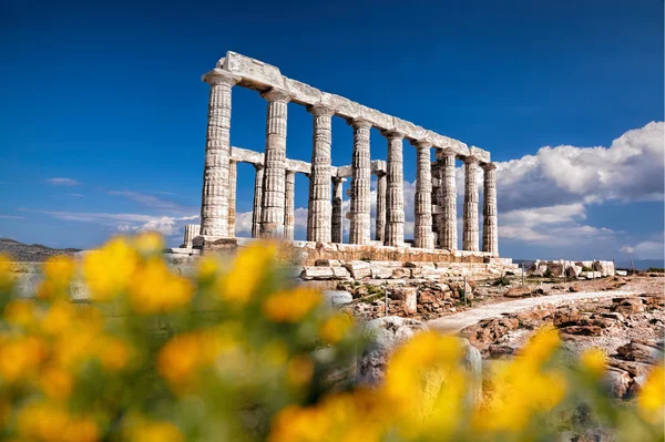 Templo grego famoso Poseidon, Cabo Sounion na Grécia — Fotografia de Stock