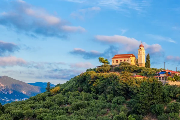 Zakynthos island with church on the top of hill in Greece — Stock Photo, Image