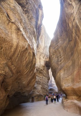 Siq - Petra doğal dar geçit. Ürdün.