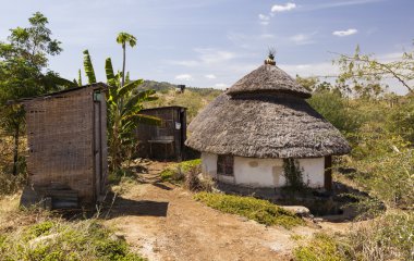 geleneksel Etiyopya evi. ayar konso. Etiyopya.