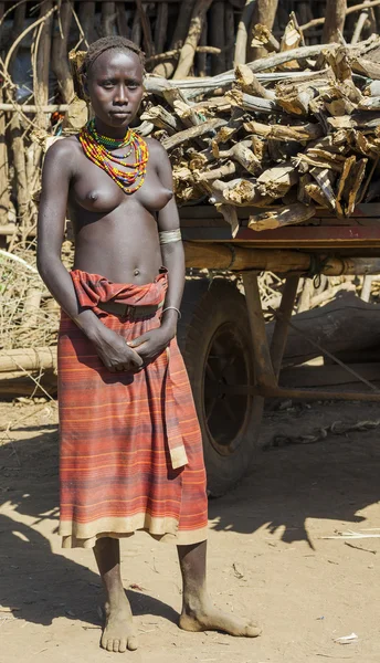 Portret dziewczyny, Dassanech. Omorato, Etiopia. — Zdjęcie stockowe