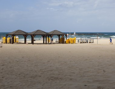 Ekim ayında Geula Beach. Tel Aviv, İsrail