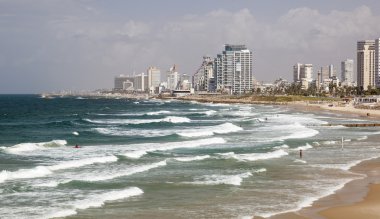 Manzarası ve, Güney Tel Aviv sahilleri. İsrail.
