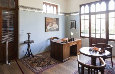 Çalışma odası bahis Bialik Evi Müzesi'nde. Tel Aviv, İsrail.