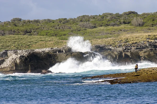 Grandes olas golpearon Parque Nacional Booderee isla del Bowen. Austral de Nueva Gales del sur. — Foto de Stock