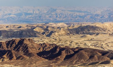 Makhtesh Ramon (Ramon Crater) manzara. Negev çölü. İsrail