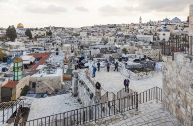 Damascus gate Kudüs tarihi kent merkezine görüntüleyin. İsrail.