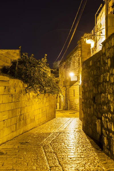 Staré město ulice v noci. Jeruzalém, Izrael. — Stock fotografie