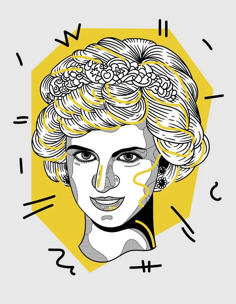 Diana Portrait Kreative Komposition Vektorillustration — Stockvektor