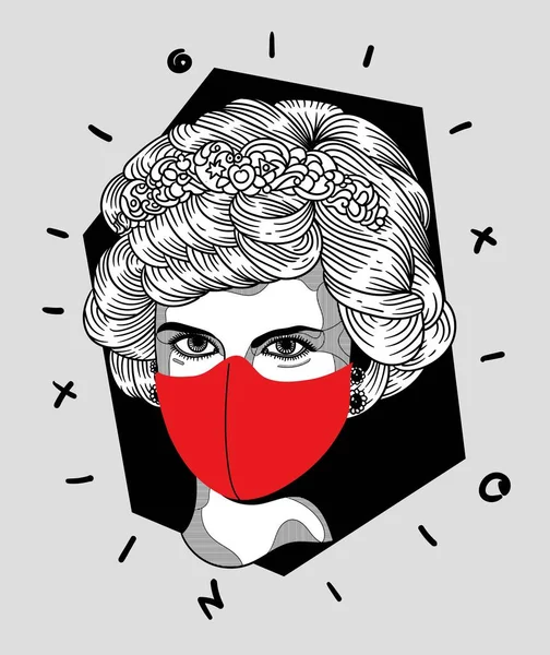 Diana Máscara Retrato Composição Criativa Ilustração Vetorial —  Vetores de Stock