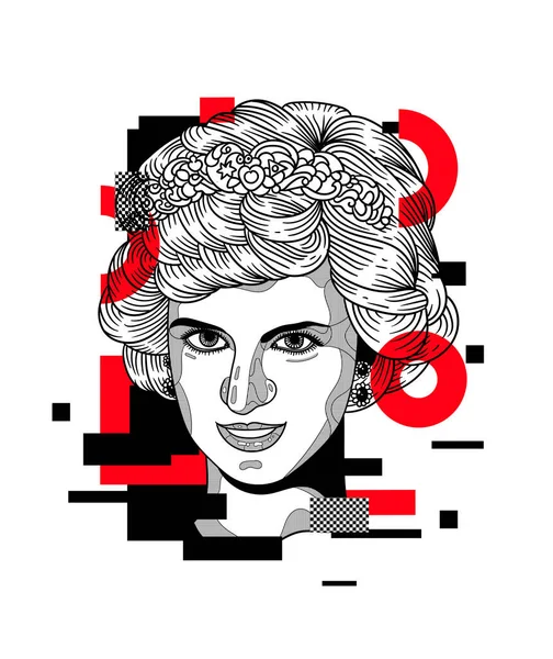 Diana Portrait Kreative Komposition Vektorillustration — Stockvektor
