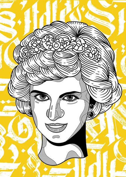 Diana portresi, yaratıcı kompozisyon, vektör illüstrasyonu