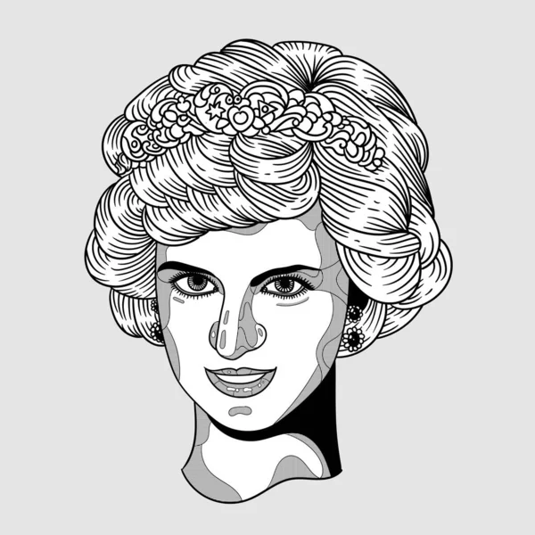 Retrato Diana Composição Criativa Ilustração Vetorial — Vetor de Stock