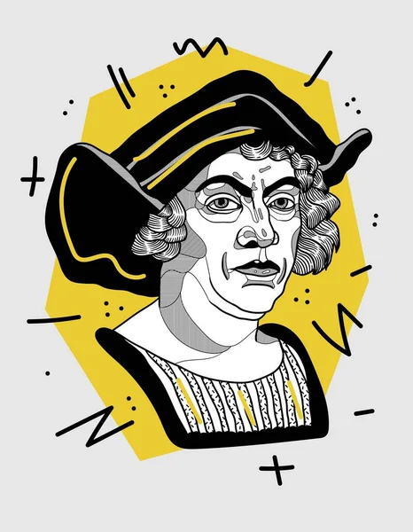 Columbus Composição Retrato Ilustração Vetorial — Vetor de Stock