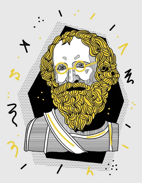 Archimedes Estátua Grega Vetor Illustratopn — Vetor de Stock