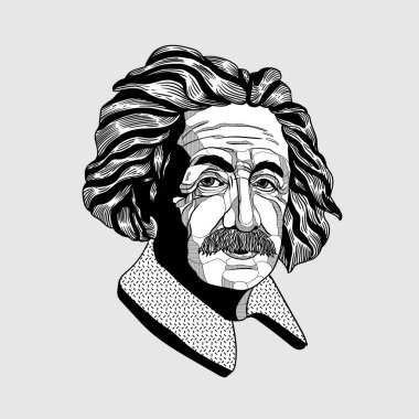 Einstein 'ın yaratıcı portresi, vektör illüstrasyonu 