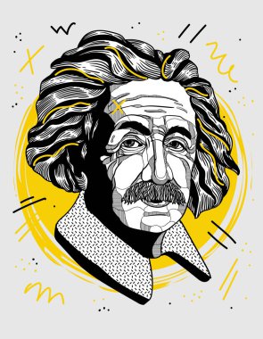 Einstein 'ın yaratıcı portresi, vektör illüstrasyonu 
