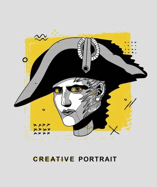 Napoleonská Portrétní Kreativní Kompozice Vektorová Ilustrace — Stockový vektor
