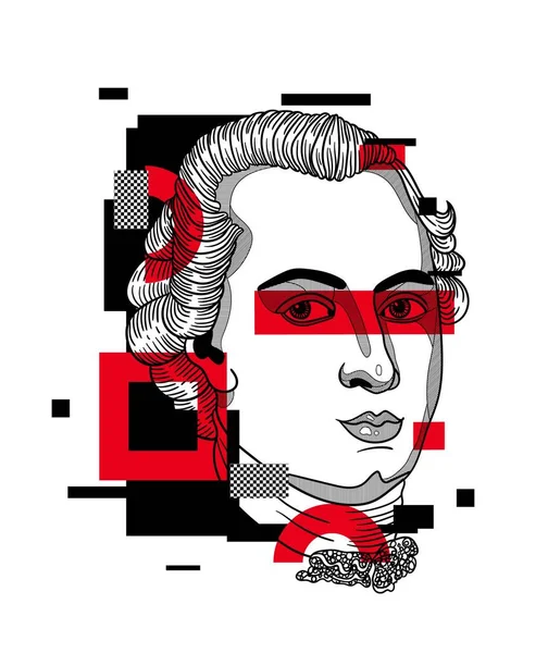 Kant Retrato Composición Creativa Ilustración Vectorial — Vector de stock