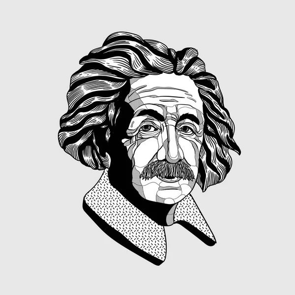 アインシュタインの創造的な肖像画 ベクターイラスト — ストックベクタ