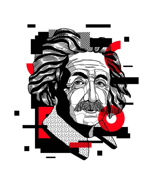 Einstein 'ın yaratıcı portresi, vektör illüstrasyonu 