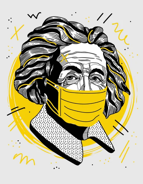 Einstein Máscara Retrato Criativo Ilustração Vetorial —  Vetores de Stock