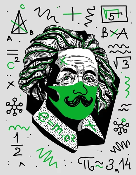 Einstein Kreativt Porträtt Vektor Illustration — Stock vektor