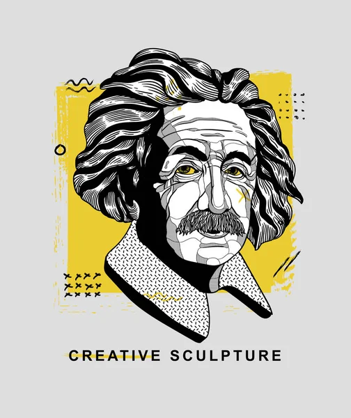 Einstein Creative Portrait Vector Illustration — Stock Vector