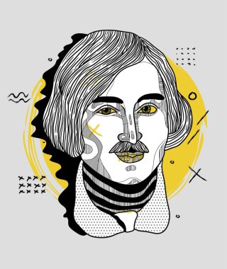 columbus portresi bileşimi, vektör illüstrasyonu