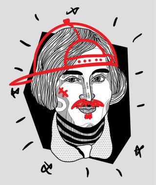 columbus portresi bileşimi, vektör illüstrasyonu