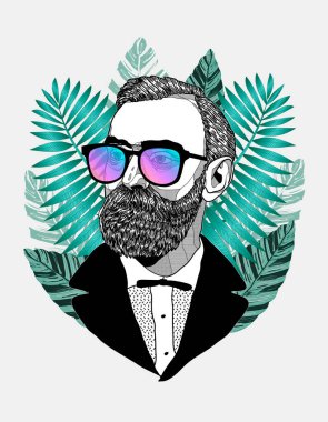 nobel in güneş gözlüğü portresi yaratıcı kompozisyon, vektör illüstrasyonu