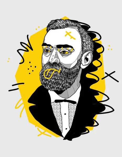 Nobel Portrait Kreative Komposition Vektorillustration — Stockvektor