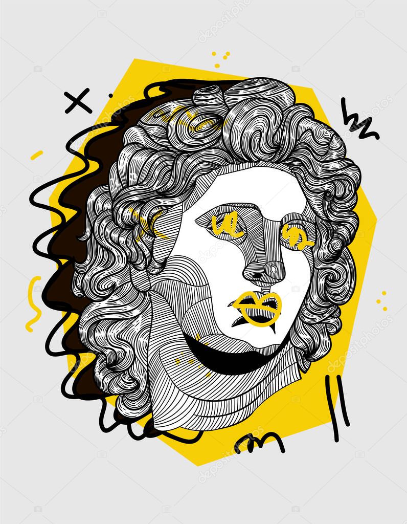 Vector lines classical hand drawn illustration. Alexander 