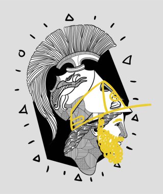 Athena portre heykeli. Vektör illüstrasyonu 