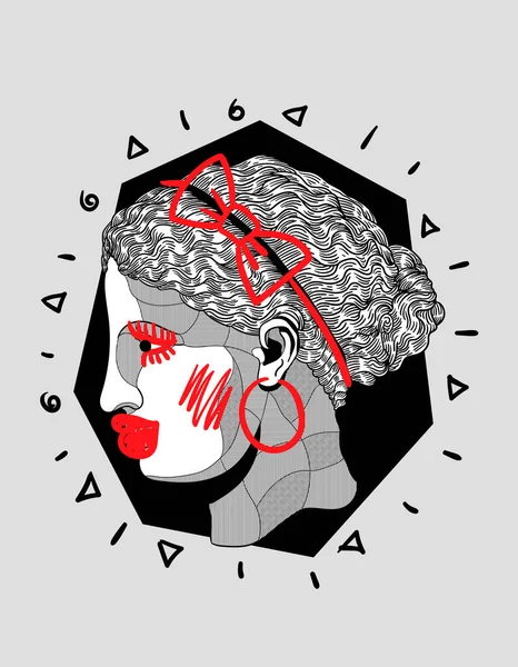 Artemis heykeli, yaratıcı kompozisyon, vektör illüstrasyonu