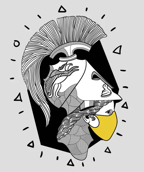 Athena portre heykeli. Vektör illüstrasyonu 