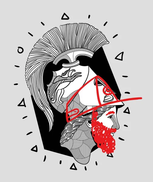 Athena portre heykeli. Vektör illüstrasyonu 