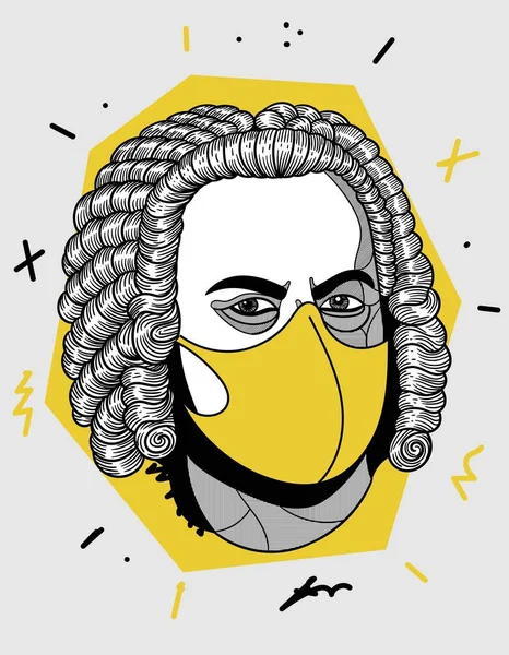 Bach Mask Ritratto Creativo Illustrazione Vettoriale — Vettoriale Stock