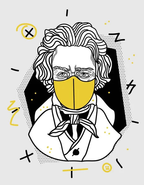 Beethovenova Portrétní Socha Vektorová Ilustrace — Stockový vektor