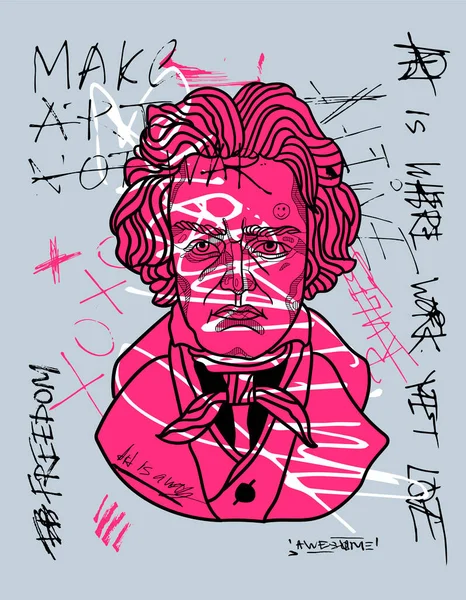 Sculpture Portrait Beethoven Illustration Vectorielle — Image vectorielle