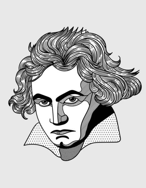 Beethoven Portret Sculptuur Vectorillustratie — Stockvector