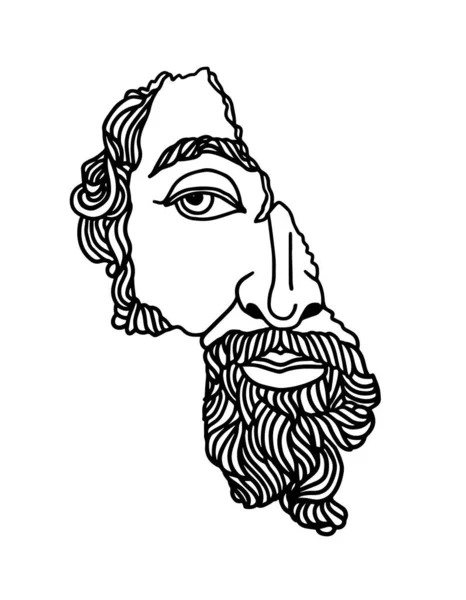 Kırık Marcus Aurelius heykeli. Vektör el çizimi illüstrasyon