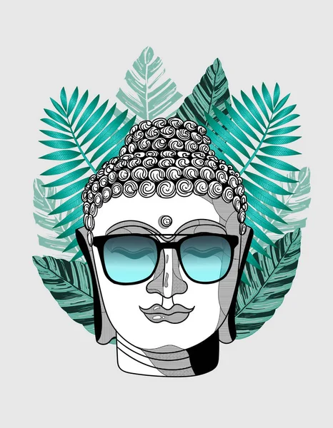 Budha Zonnebril Creatieve Compositie Vector Illustratie — Stockvector