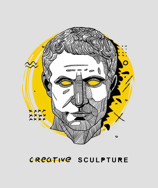 Cesar portre heykeli. Vektör illüstrasyonu 