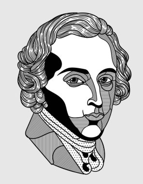 Chopin yaratıcı vektör illüstrasyonunun portresi