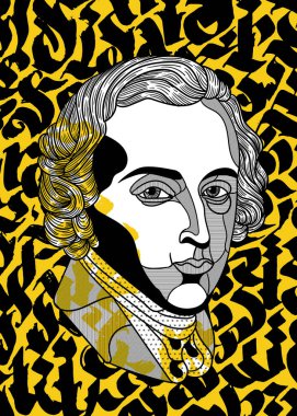 Chopin yaratıcı vektör illüstrasyonunun portresi