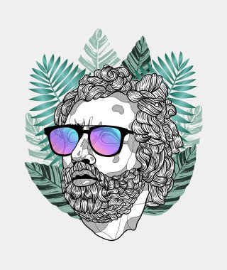 odysseus portre heykeli, vektör illüstrasyonu 