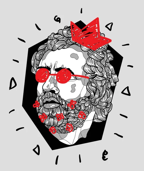 Odysseus Portrait Sculpture Illustration Vectorielle — Image vectorielle