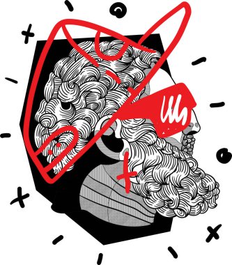 Yunan boksör heykeli. Vektör illüstrasyon eli çizildi. 