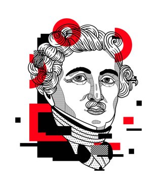 Louis Jacques Daguerre. vektör illüstrasyonu 